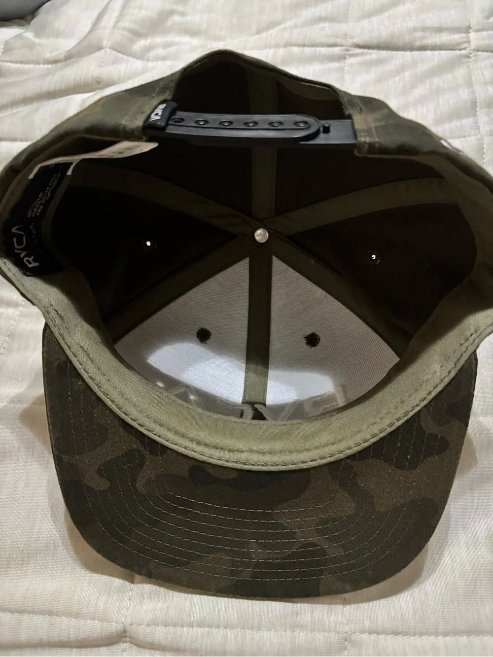 RVCA Olive Green Camo Flat-Bill Snapback Hat